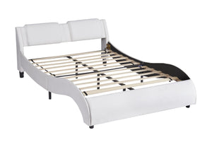 Upholstered Platform Bed With LED Light, Frame Slatted by Couch.com