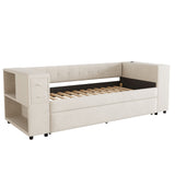 Upholstered Bed With Storage And Twin Trundle, USB Charging Ports by Couch.com