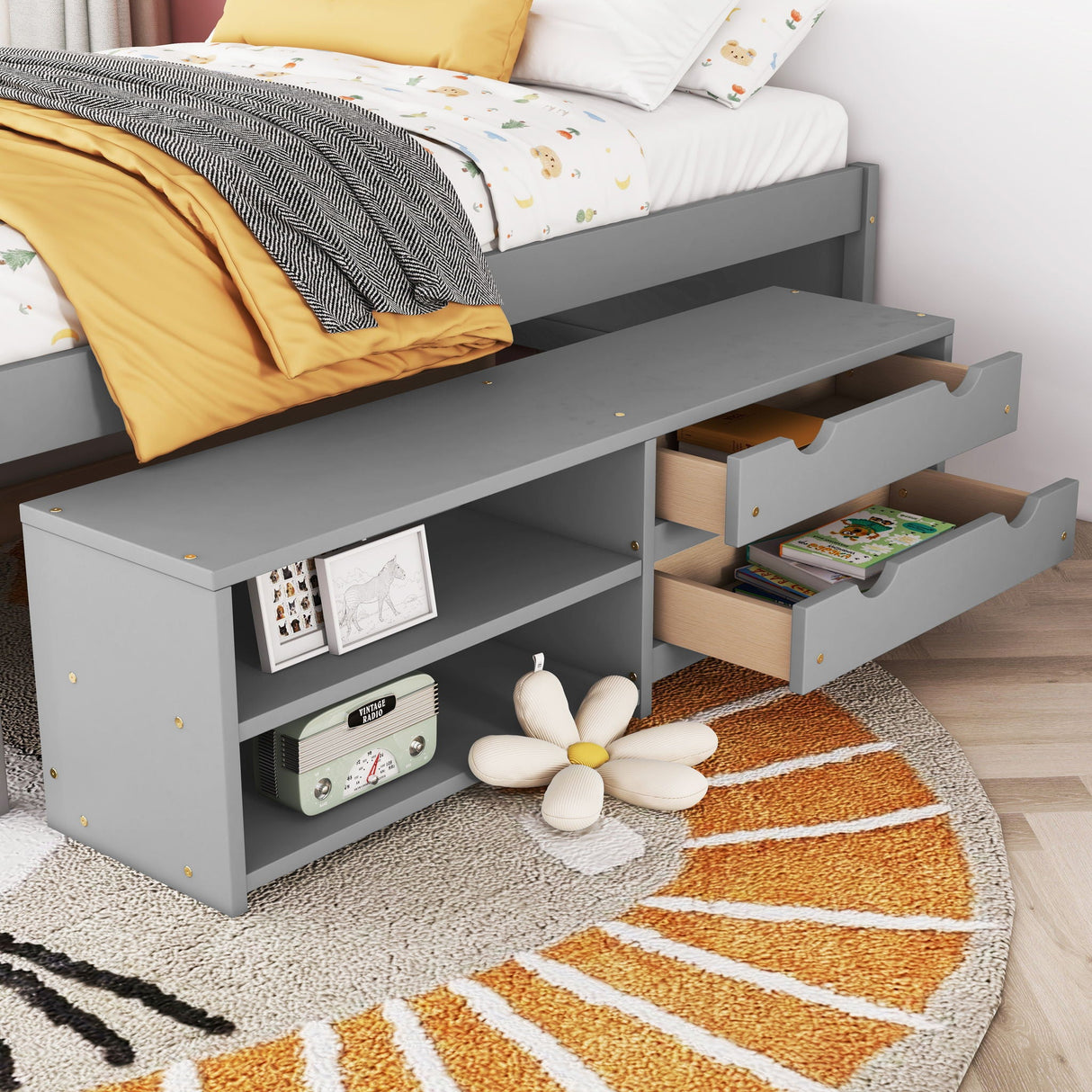 Versatile Bed With Trundle, Under Bed Storage Box And Nightstand by Couch.com