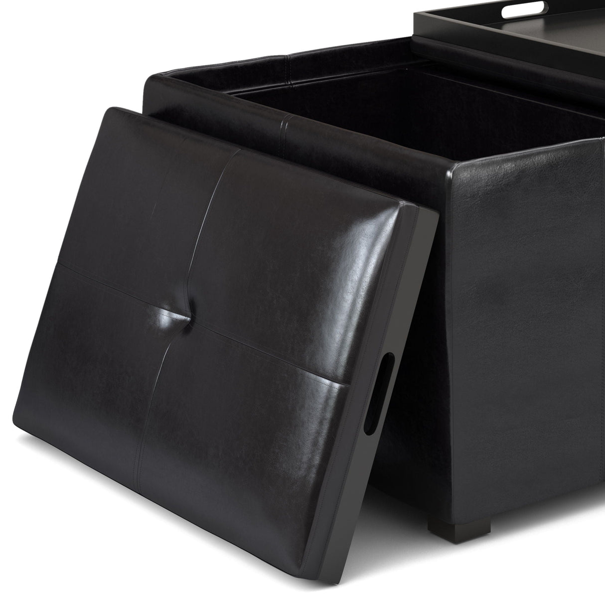 Avalon - Small Coffee Table Storage Ottoman - Midnight Black by Couch.com