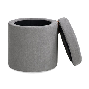 Brandy - Round Upholstered Storage Ottoman With Leather Accent by Couch.com