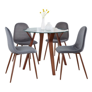 Folia - 5 Piece Round Pebble Mid Century Modern Dining Set by Couch.com