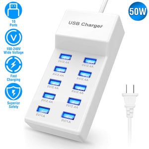 10 Ports USB Charging Station Hub 50W by DirectDeals