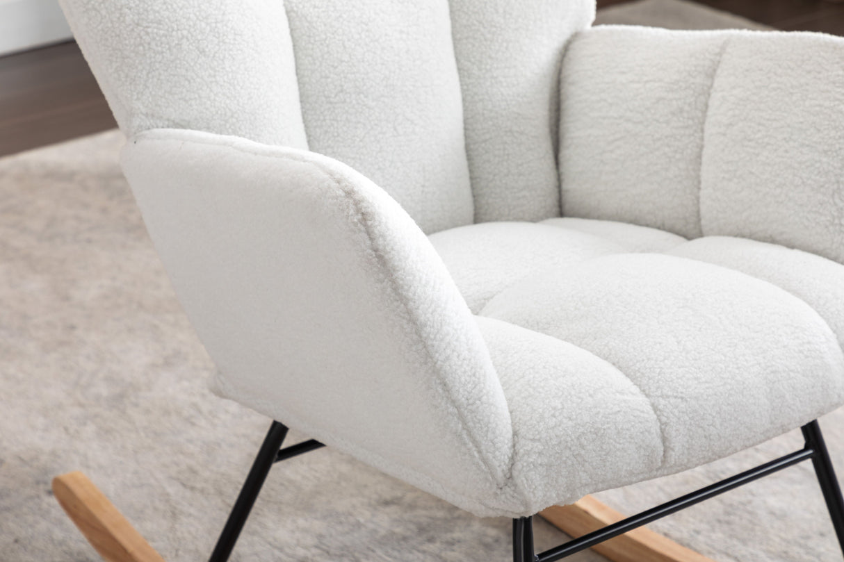Teddy Fabric Rocking Gilder Nursery Chair For Living Room Indoor - Ivory by Couch.com