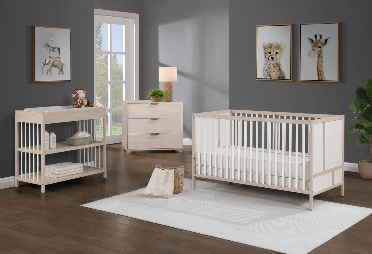 Pixie Finn 3-in-1 Convertible Crib, Washed Natural / White