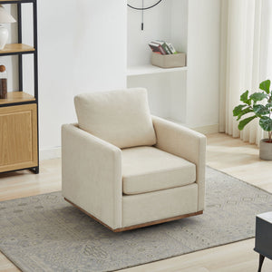 Modern Square Upholstered Swivel Accent Chair with Metal Base