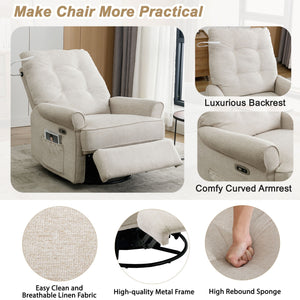 Reclining Chair 270 Degree Swivel Recliner Chairs With USB Port, Side Pocket And Touch Sensitive Lamp For Living Room, Bedroom by Couch.com