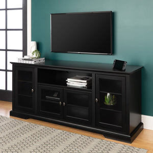 Transitional Classic 70" TV Stand For 80" TVs With 4 Glass Doors by Couch.com
