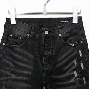 American High Street Ripped Stretch Paint Splash Straight Jeans Men