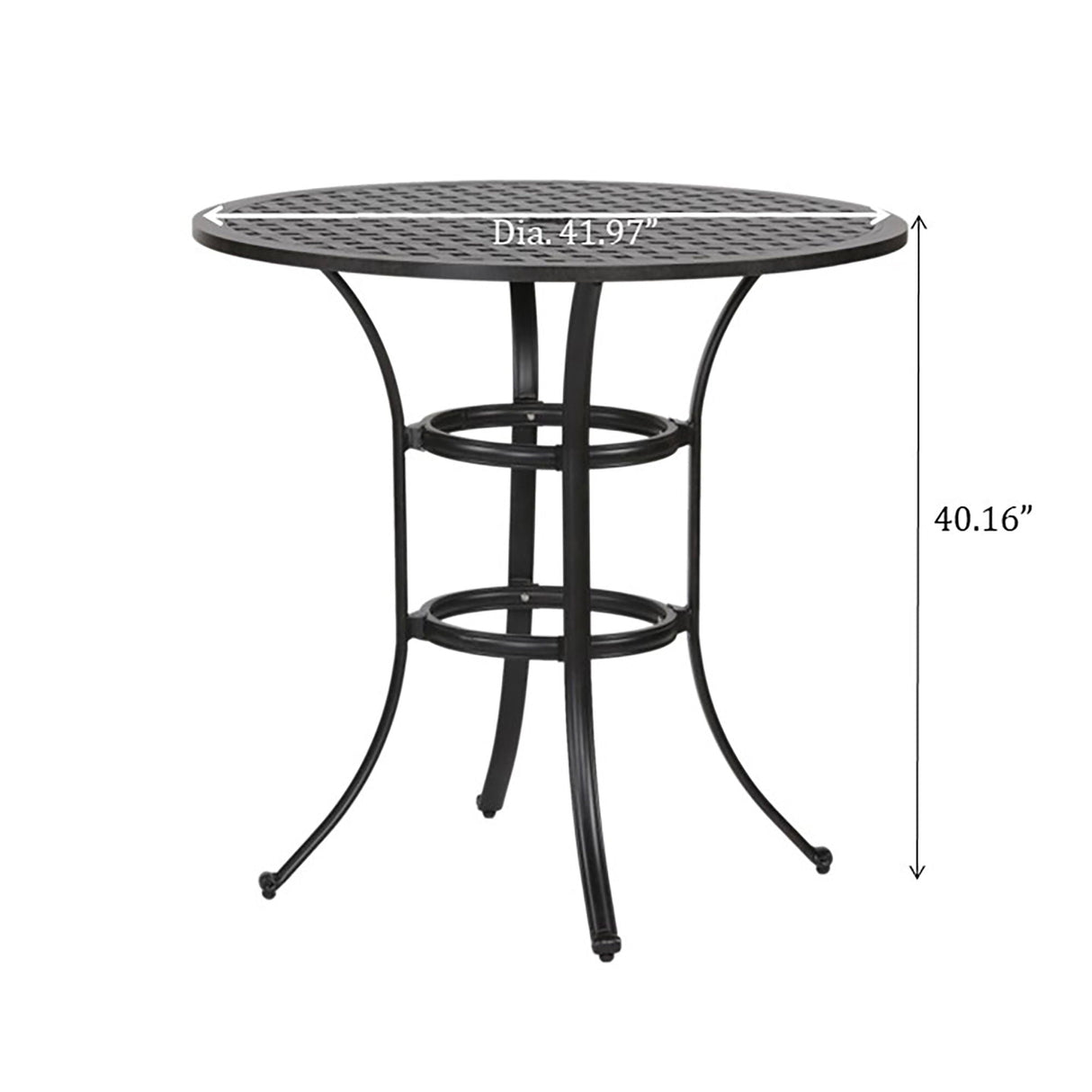 Cast Aluminum Round Counter Table With Lattice Design And Umbrella Hole - Dark Lava Bronze by Couch.com