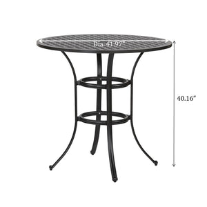 Cast Aluminum Round Counter Table With Lattice Design And Umbrella Hole - Dark Lava Bronze by Couch.com