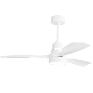 Indoor Wood Ceiling Fan With 3 Solid Wood Blades Remote Control Reversible Dc Motor For Living Room - White by Couch.com