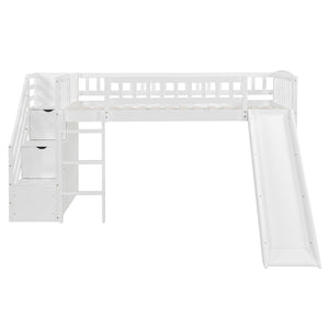 Loft Stairway Bed With 2 Drawers, Convertible Ladder And Slide by Couch.com