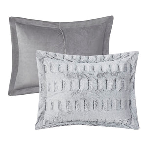 Full/Queen Back Print Long Fur Comforter Mini Set