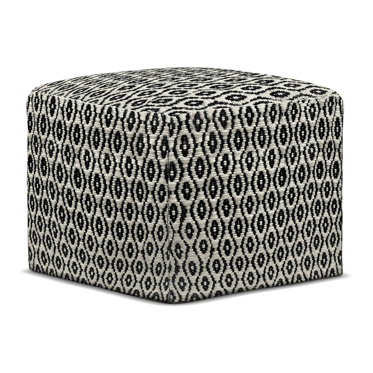 Kiana - Square Woven Outdoor / Indoor Pouf - Black / White by Couch.com