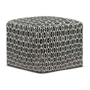 Kiana - Square Woven Outdoor / Indoor Pouf - Black / White by Couch.com