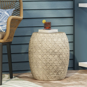 Outdoor Lightweight Concrete Side Table - Antique Yellow by Couch.com