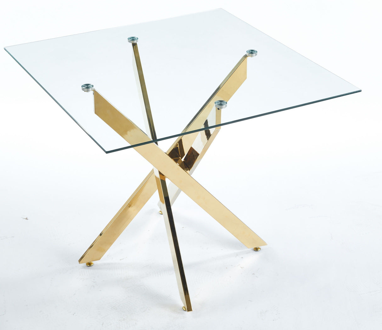 Dining Table With Cross Metal Leg And Tempered Glass, Modern Space Saving Kitchen Table For Living Room Legs, Square Table by Couch.com