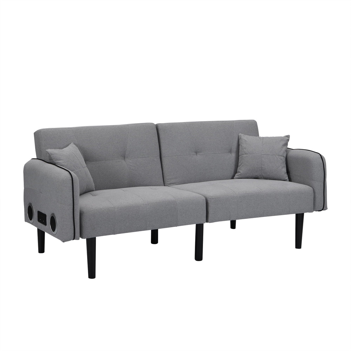 Folding Ottoman Sofa Bed With Stereo - Gray Fabric by Couch.com