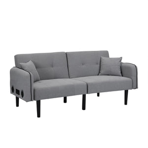 Couch.com Folding Ottoman Sofa Bed With Stereo Gray Fabric, Fabric Construction, Dark Gray Finish by Couch.com