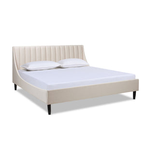 Aspen - King Vertical Tufted Headboard Platform Bed Set - Light Beige by Couch.com