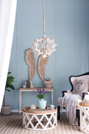 6 Light Chandelier, Hanging Light Fixture With Adjustable Chain For Kitchen, Bulb Not Included - White by Couch.com