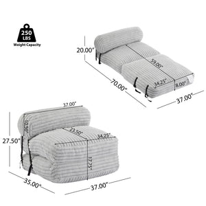 Latina Indoor Foldable Bean Bag Lounge Chair - Light Gray