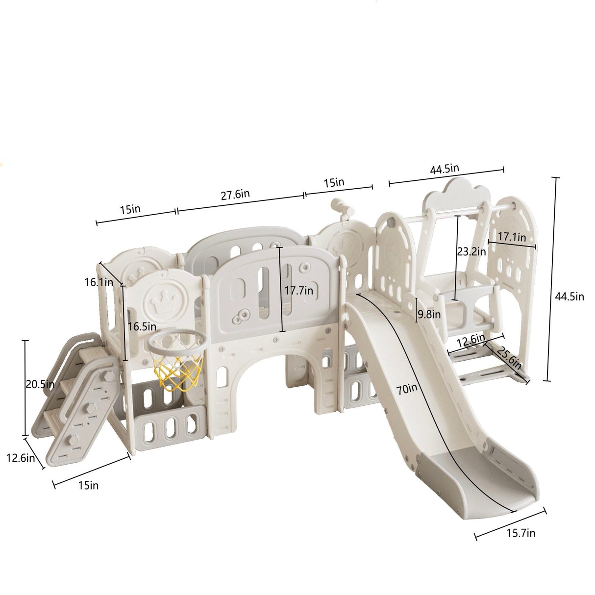 Toddler Slide Kids Playground With Basketball Hoop And Swing by Couch.com