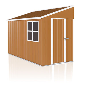 Heavy Duty Metal Storage Shed With Double Doors, Windows & Ventilation Weatherproof Iron Outdoor Garden Shed - Brown by Couch.com