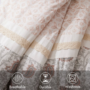 9 Piece Cotton Percale Comforter Set Blush