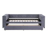 Upholstered Bed With Storage And Twin Trundle, USB Charging Ports by Couch.com