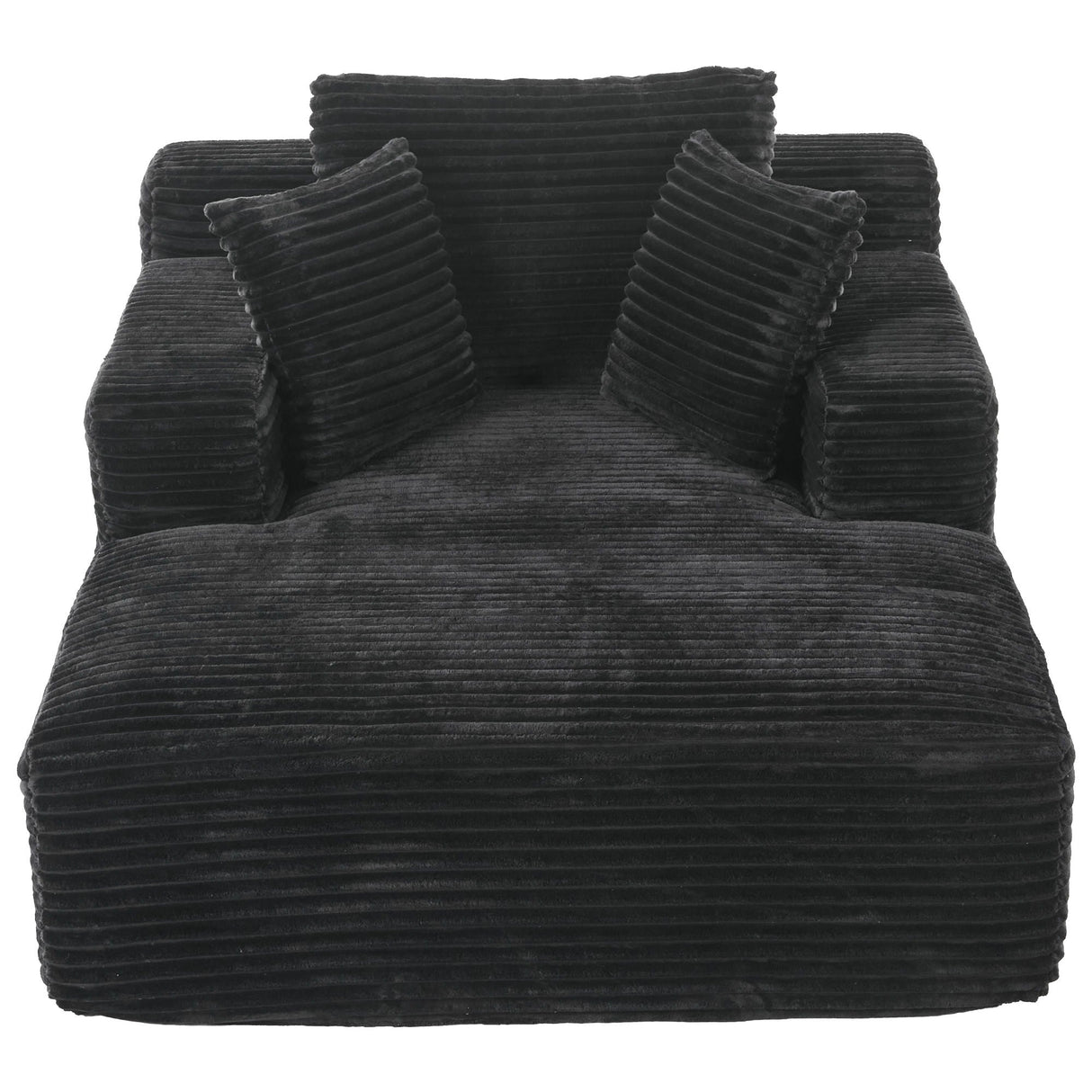 Modern Corduroy Chaise Lounge Sofa Bed With Removable Pillows, Upholstered Sleeper Sofa - Black by Couch.com