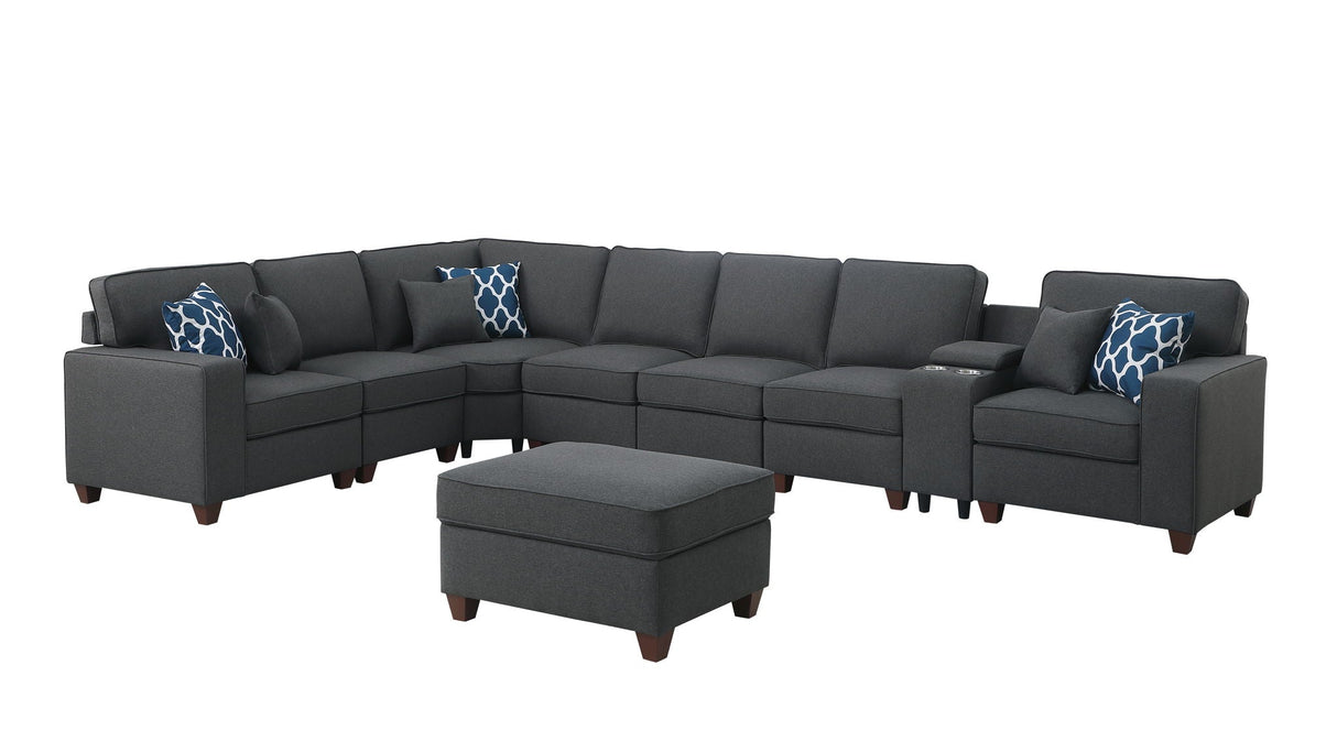 Hannah - Sectional Sofa With Ottoman - Dark Gray by Couch.com