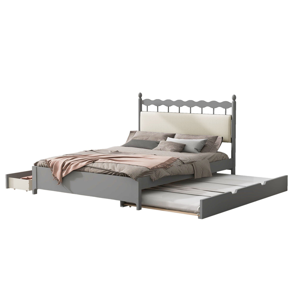 Storage Platform Bed With 2 Big Drawers & Trundle by Couch.com