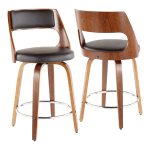 Cecina - Mid-Century Modern Fixed Height Counter Stool With Swivel And Round Footrest (Set of 2) by Couch.com