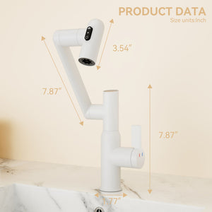 Bathroom Sink Faucet With Spray Function, Temperature Display, Anti Skid Switch, Hot & Cold, 360° Rotary by Couch.com