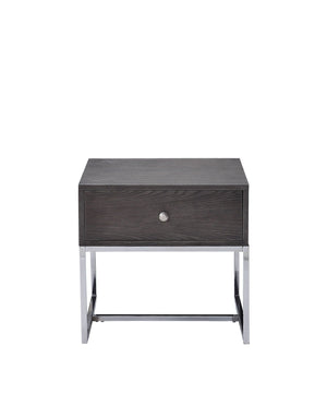 Iban End Table - Gray Oak / Chrome
