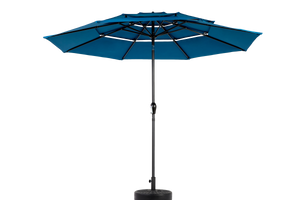Aluminium 10ft 3 Tier Auto-tilt Outdoor Patio Umbrella - Dark Blue