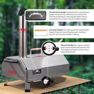 Semi-Automatic 12 Outdoor Pizza Oven Portable Wood Fired Pizza Oven Outdoor Cooking Pizza Maker Portable Pizza Oven For Authentic Stone Baked Pizzas by Couch.com