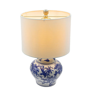Blue and White Short Urn Ceramic Vase Lamp