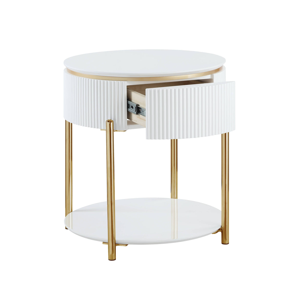 Daveigh - High Gloss End Table - Gold / White by Couch.com