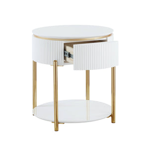 Daveigh - High Gloss End Table - Gold / White by Couch.com