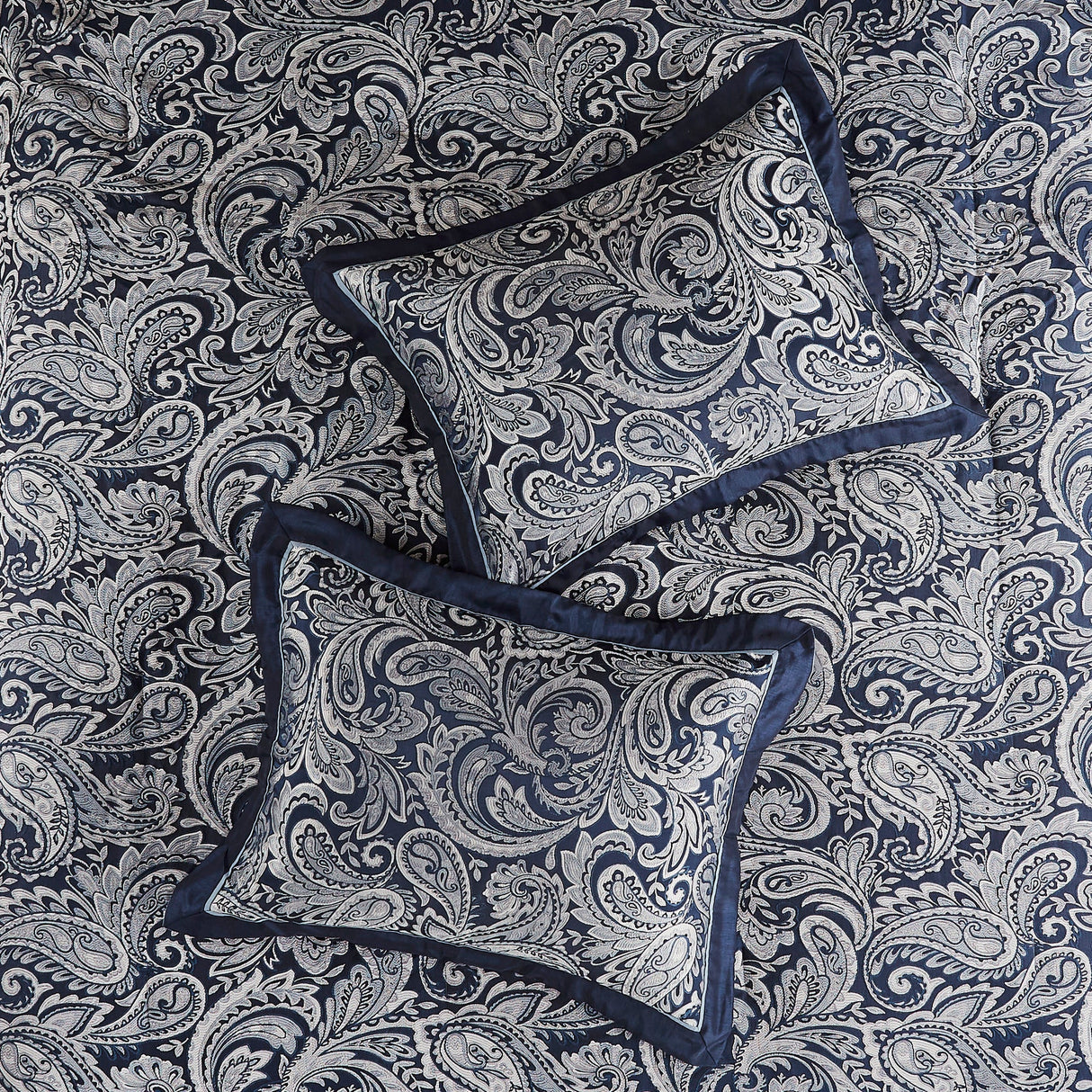 12 Piece Comforter Set with Cotton Bed Sheets Navy Cal King