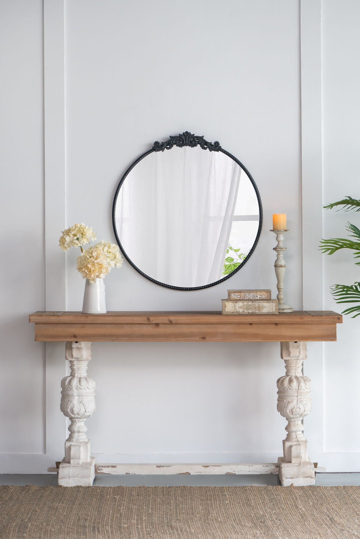 Classic Design Mirror With Baroque Inspired Frame For Bathroom, Entryway Console Lean Against Wall by Couch.com