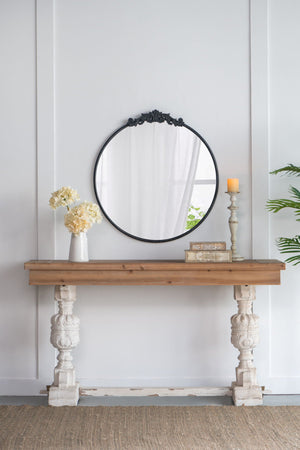 Classic Design Mirror With Baroque Inspired Frame For Bathroom, Entryway Console Lean Against Wall by Couch.com