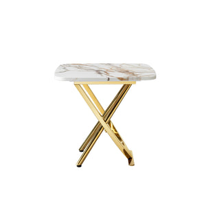Contemporary Marble Pattern Top Table With Stainless Steel Base by Couch.com