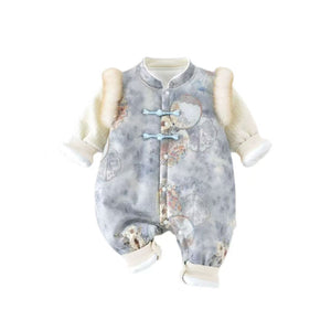 Fleece-lined Extra-thick Childrens Outdoor Cotton Jumpsuit