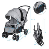 Foldable Lightweight Front Back Seats Double Baby Stroller-Black