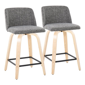 Toriano - Contemporary Modern Design Fixed Height Counter Stool With Swivel With Square Footrest (Set of 2) by Couch.com