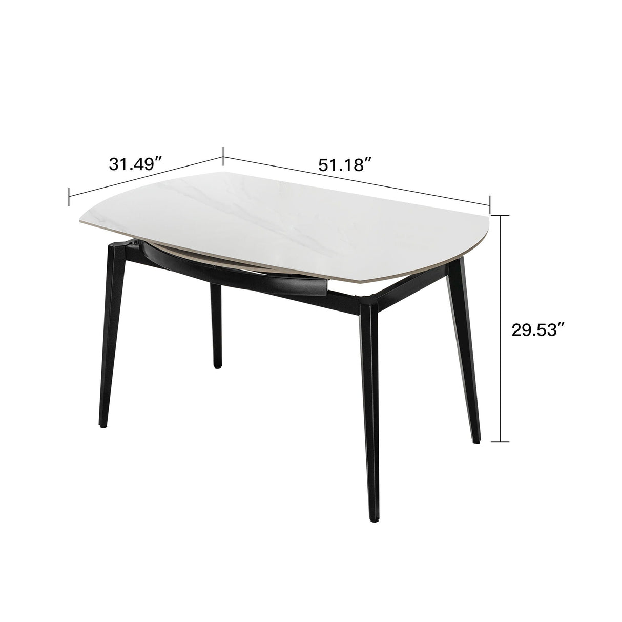 Modern Extendable Round Dining Table With Sintered Stone Top - White / Black by Couch.com